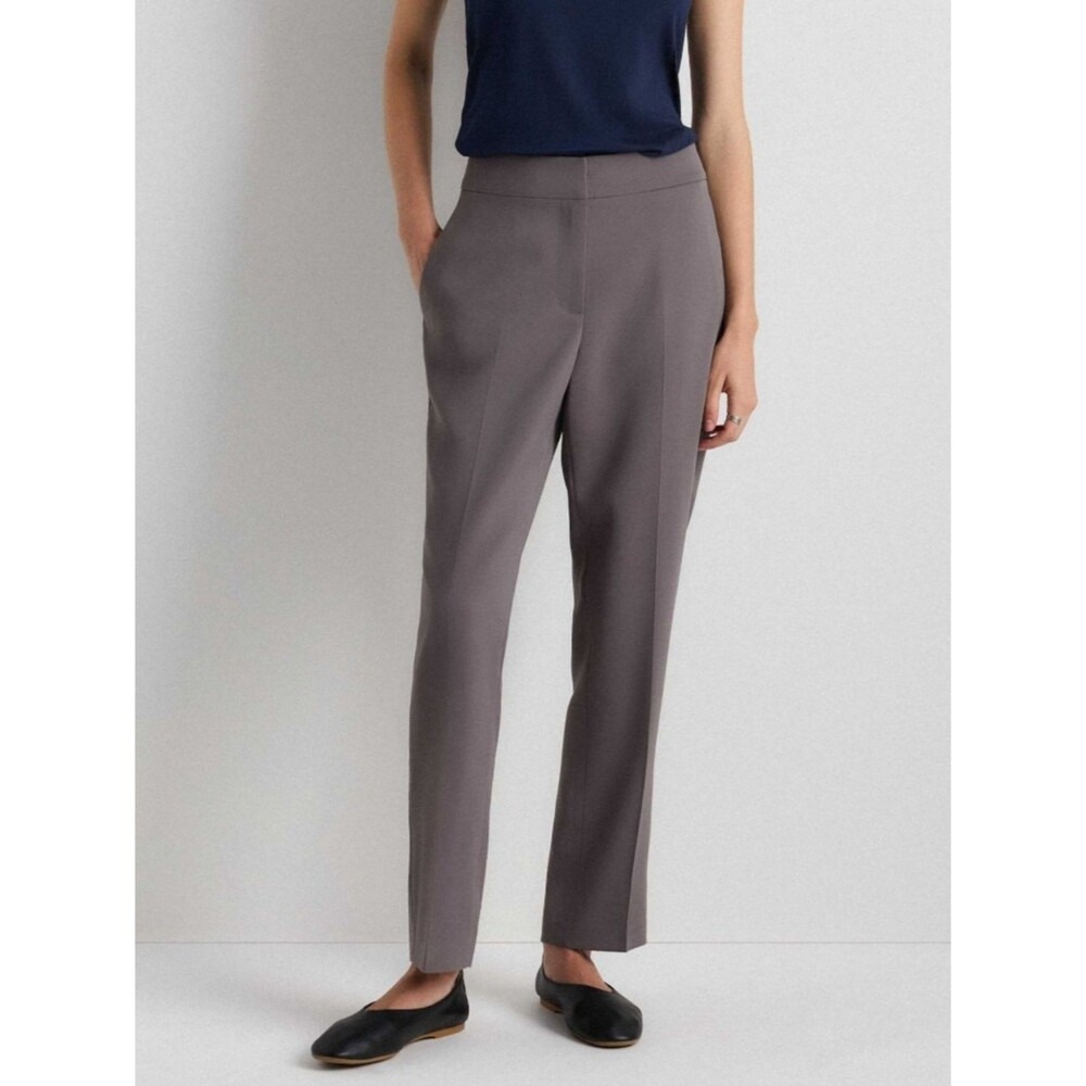 Quince NEW Stretch Crepe Ankle Pants Overcast Grey 14 Business Career Preppy